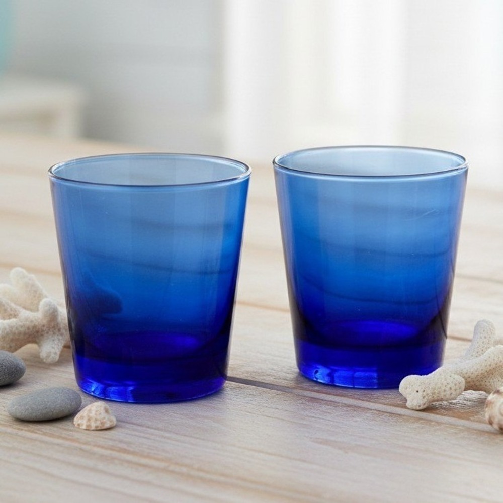 Anchor Hocking Cobalt Blue Juice Glasses, Set of 2, Vintage Glass Drinkware‎